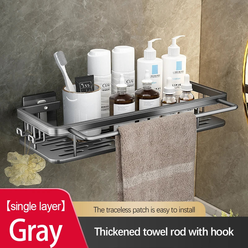 Bathroom Storage Rack Stainless Steel anti Rust Storage Shower Rack Suction Cup Storage Rack Household Storage Appliances